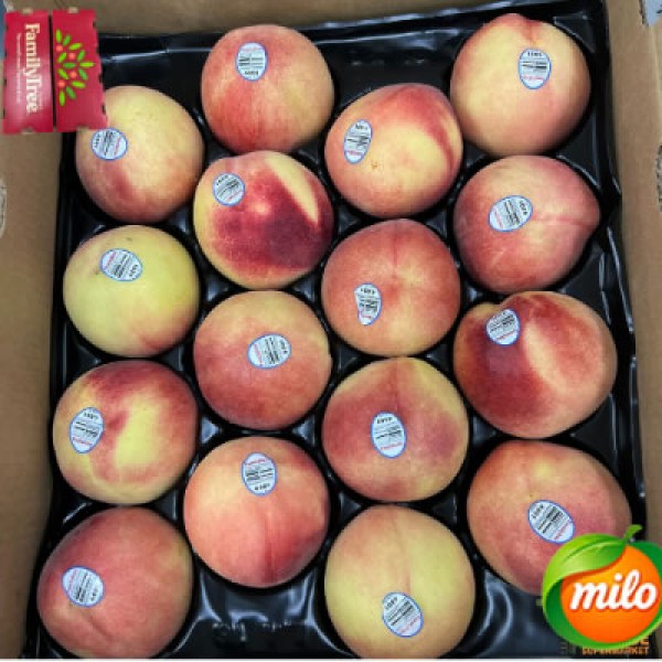 A box of 15-16 large-sized imported peaches from the United States