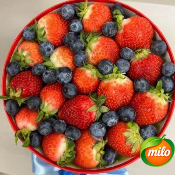 A box of strawberry and blueberry fruit gift