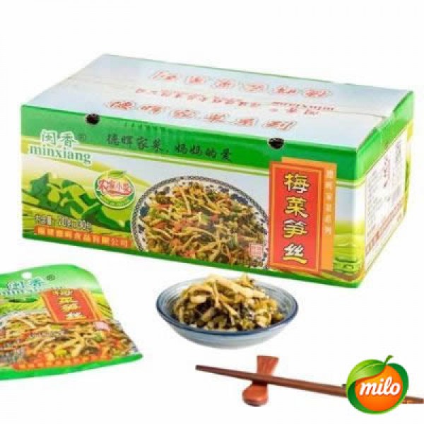 One box of shredded preserved mustard greens and bamboo shoots